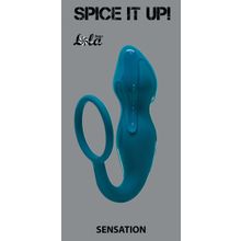 Lola toys Бирюзовое эрекционное кольцо Sensation с анальным стимулятором