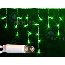 Rich LED RL-i3*0.5-RW G Уличная светодиодная Бахрома 3x0.5 м, зеленый, пост свечение, провод резиновый белый