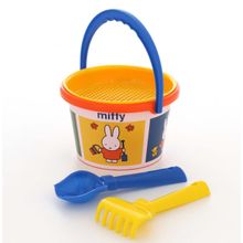 Миффи-5 набор №1: ведро среднее с наклейкой, ситечко, совок №2, грабельки №2
