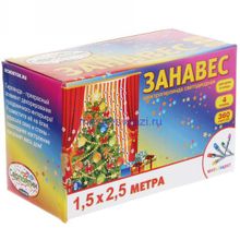 Занавес уличный 1,5*2,5м., 360LED, прозрач.пров,Мульти,4 режима,(можно соединять).