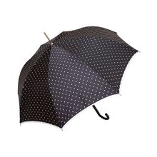 Женский зонт трость в горошек 608 черная.