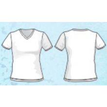 Женская футболка для сублимации с V вырезом модель 02V (белая, двухслойная - внутри 100% хлопок, снаружи 100% полиэстр)