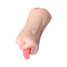 Телесный двусторонний мастурбатор Fruity Tongue - ротик и вагина телесный