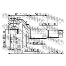 Шрус Внешний | Лев | Chrysler Voyager Iv 2001-2007 32*54.2*26 Мм Febest арт. 2010CARA47