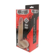 Реалистичный фаллоимитатор REALSTUFF 6.5INCH DONG W. SCROTUM - 16,5 см. телесный