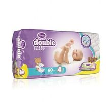 Violeta Double Care 4 (7-18 кг) 60 шт и влажные салфетки