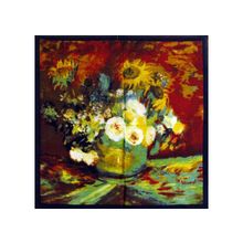 Шелковый платок. ван гог. розы и подсолнухи