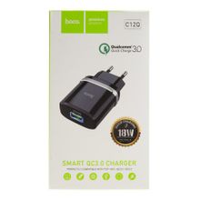 Сетевое зарядное устройство c USB HOCO C12Q, QC3.0 черное