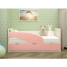 Миф Детская кровать Бабочки 80х160, розовый металл