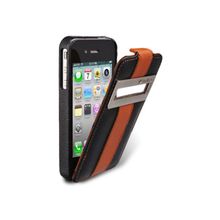 Melkco Leather Case for Apple iPhone 4 (Black Orange LC)