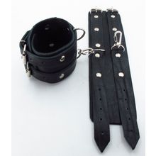 Широкие черные наручники с двумя ремешками Черный