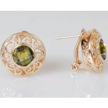 Серьги с перидотом "Восточное солнце"