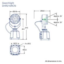 DHR Фара-искатель DHR 210RCN 210RCN024 24 В 250 Вт 500000 кд дальность до 700 м без элементов управления