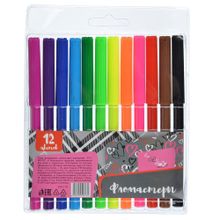 Хертс коллекшн Фломастеры, 12 цветов, с цветным вентилируемым колпачком, в ПВХ пенале с подвесом 12 цветов