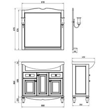 ASB-Woodline Мебель для ванной Верона 90 бежевая патина золото, массив ясеня