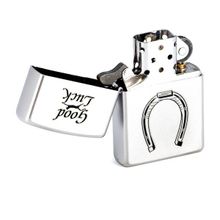 Зажигалка серебристая матовая Zippo Horse Shoe с покрытием Satin Chrome