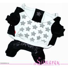 Велюровый костюм для собак "Black Star" белый (27см )