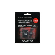 Qumo Карта памяти Qumo microSDHC class 10 UHS-I U1 32GB + SD adapter