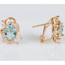 Серьги с голубым фианитом "Рококо"