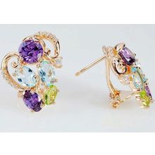 Серьги с mix фианитом "Млечный путь"