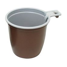 Чашки пластиковые коричневые с белым (50шт)
