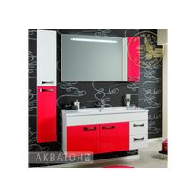 Акватон Мебель для ванной Диор 120 (бело-бордовый) - Набор мебели стандартный (зеркало, тумба-умывальник, раковина, шкаф-колонна)