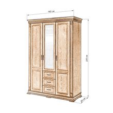 Шкаф 3-х створчатый Флоренция из массива сосны (размер 2200*1600*600 мм)
