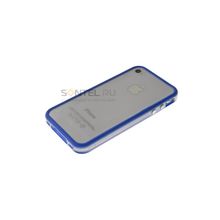 Бампер Яблоко для iPhone 4 прозрачный синий