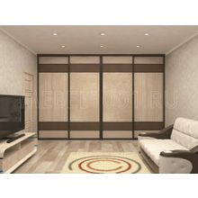 Шкаф-купе 4-дверный встроенный, вставки ЛДСП