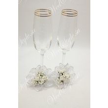 Украшения на бокалы с розочками, белое кружево (z-1501-1892)ST1447