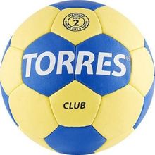Мяч гандбольный Torres Club матчевый р. 2, синтет. кожа. Желто-синий