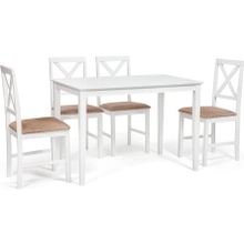 Tetchair Обеденный комплект эконом Хадсон (стол + 4 стула)  Hudson Dining Set, pure white (белый 2-1)