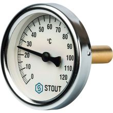 Термометр Stout биметаллический с погружной гильзой, корпус ? 80 мм, гильза 50 мм