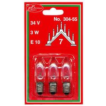 Запасные лампочки 3 штуки для рождественской горки, напр. 34V, мощность 3W, цоколь Е10, арт. 304-55