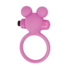 Toyz4lovers Розовое эрекционное виброкольцо TEDDY COCKRING SILICONE (розовый)