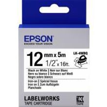 EPSON LK-4WBQ картридж с лентой термоклейкой 12 мм, чёрный шрифт на белом фоне