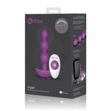 b-Vibe Анальная виброёлочка TRIPLET ANAL BEADS FUCHSIA - 14 см. (лиловый)