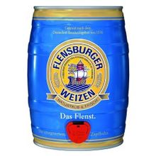 Пиво Фленсбургер Вайцен, 5.000 л., 4.8%, нефильтрованное, светлое, железная бочка, 1