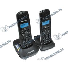 Радиотелефон Panasonic "KX-TG1612RU1", DECT, с опред.номера, черный + доп.трубка, черно-белый [133373]