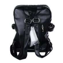 Рюкзак подростковый, 34x26x15см, 2 отделения, задний потайной карман, иск.кожа, черный, дизайн 1 Черный