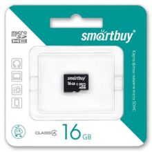 Карта памяти Micro SDHC 16Gb SmartBuy Class 4 без адаптера (SB16GBSDCL4-00)