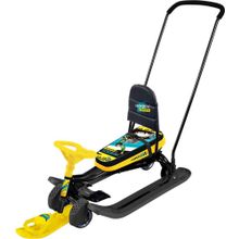 Снегокат НИКА Тимка Спорт 6 (складная спинка, катушка, выдвижные колеса, толкатель)(ТС6 С2, Winter sport, черный) (ТС6)