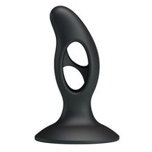  Чёрный массажёр простаты Silicone Butt Plug - 9,3 см.