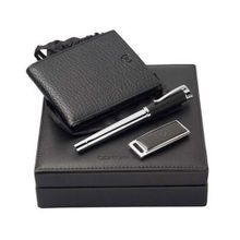Cerruti 1881 Набор в подарок: портмоне из натуральной кожи черного цвета ручка роллер флеш-карта USB 2.0 на 2 Гб