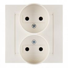 Розетка двухместная 15, скрытый монтаж, слоновая кость |  код. 1590457-031 |  Simon