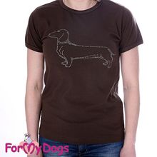 Женская футболка с собакой Такса коричневая 122SS-2014
