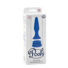 California Exotic Novelties Синий набор Posh Silicone Performance Kits: анальная пробка и 3 эрекционных кольца (синий)