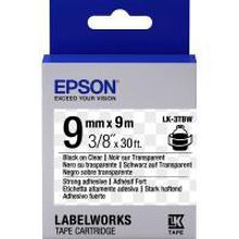 EPSON LK-3TBW картридж с лентой повышенной адгезии 9 мм, чёрный шрифт на прозрачном фоне