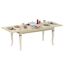 Дубодел Стол Роял 3 Р цвет RAL1013, патинирование стола в цвет золото ID - 288838