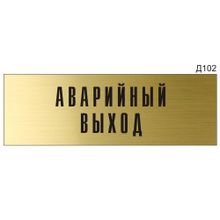 Информационная табличка «Аварийный выход» на дверь прямоугольная Д102 (300х100 мм)